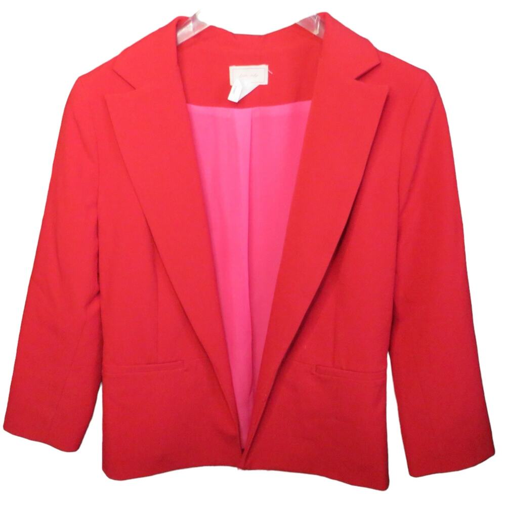 Love...ady Blazer Business Casual Jacket Red 3/4 Sleeve Sz S NWOT